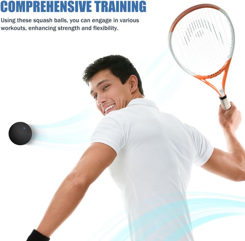 Toddmomy 4 قطع كرات الاسكواش، نقطتان صفراء مزدوجتان، نقطة صفراء واحدة، نقطة حمراء واحدة، زرقاء، كرة اسكواش رياضية عالية الارتداد للمبتدئين والتدريب - Image 4